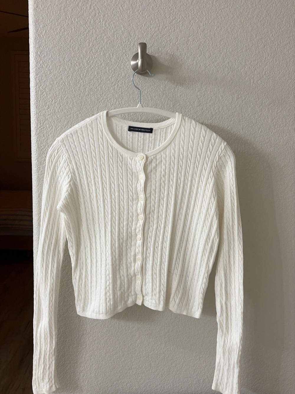 Brandy Melville Zoe Cable Knit Cardigan — White 🤍